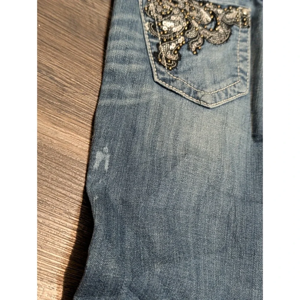 Miss Me JE5387B2 Bootcut Jeans Blue Sequin Embellished Low Rise Size 26